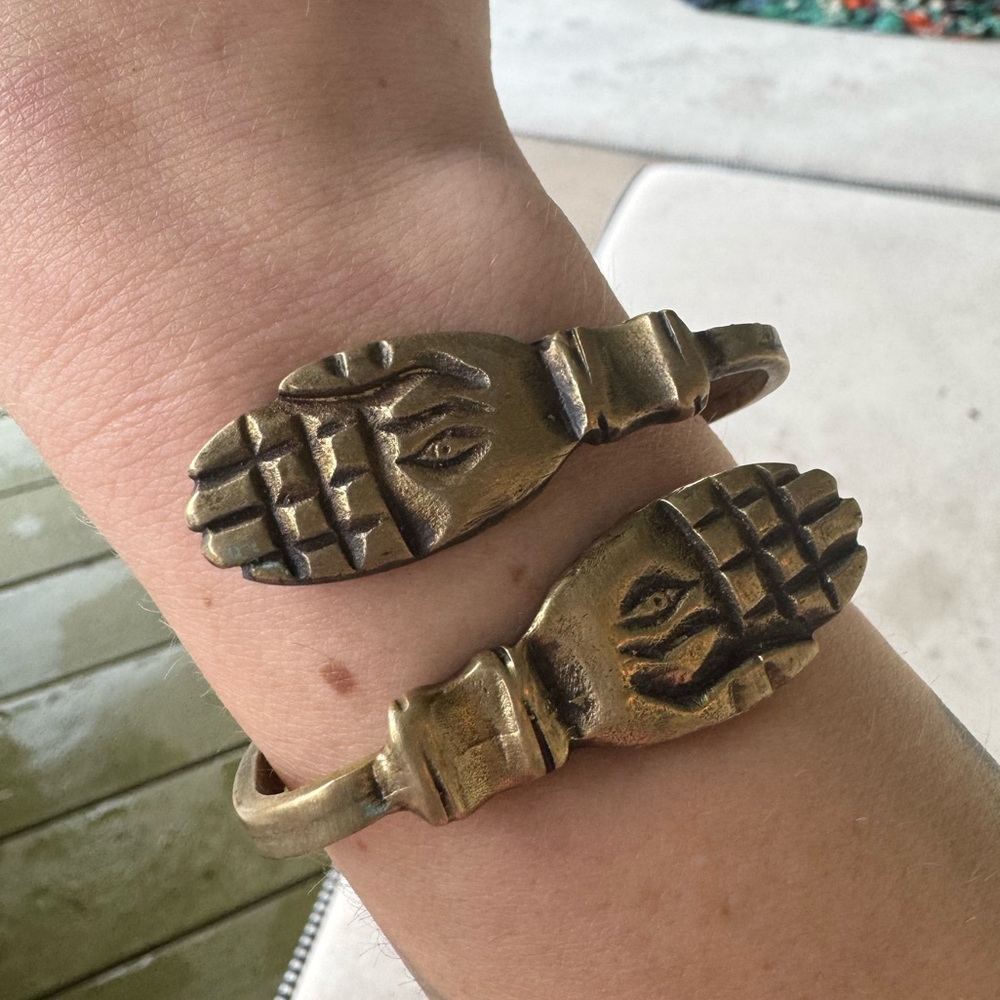 Gold Hand Motif Cuff Bracelet handmade